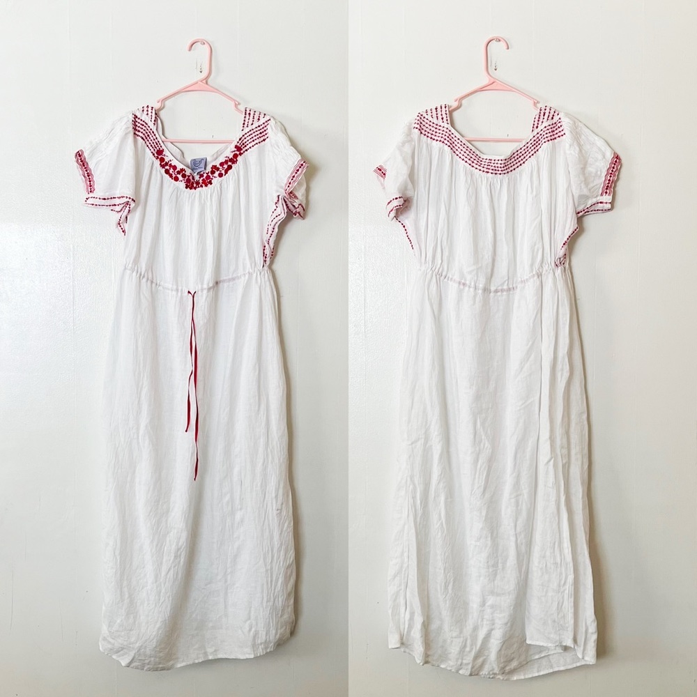 Thierry Colson Tina Long Embroidered Midi Dress Size Medium - Picture 3 of 12